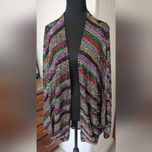 NWT Torrid Colorful Sequin Striped Cardigan Shrug 3X - 4X 3/4